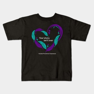 Suicide prevention heart, white type Kids T-Shirt